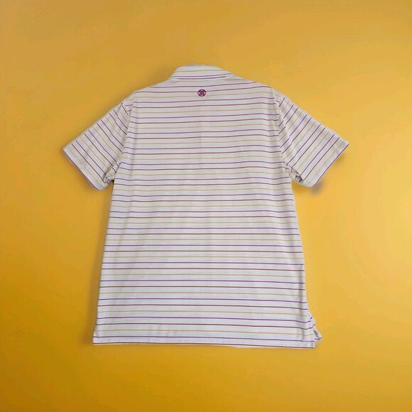 G/FORE Polo Shirt Mens XL White Multicolor Stripe Golf Performance Stretch - Picture 7 of 13